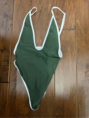 Allure Forest Green One-Piece Swimsuit with White Trim